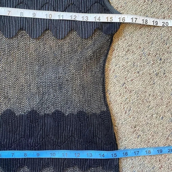 VTG Y2K Orange USA Whimsigoth Witchy Midi Dress S-M Mesh Open Knit Black Stretch - Picture 5 of 16